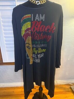I AM Black History Rhinestone Tunic - Black with Red, Green, Yellow
